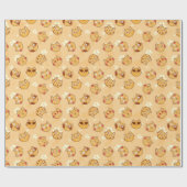 Sweet Cat Emoji Pattern | Orange Geschenkpapier (Flach)
