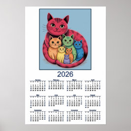 Sweet Cat Family 2026 Calendar of Cats Poster