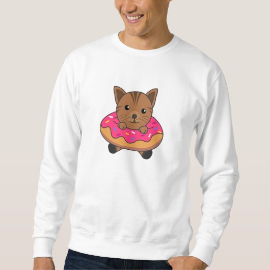 Sweet Cat Funny Animes in Donut Funny Cats Sweatshirt (Vorderseite)