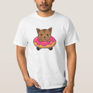 Sweet Cat Funny Animes in Donut Funny Cats T-Shirt