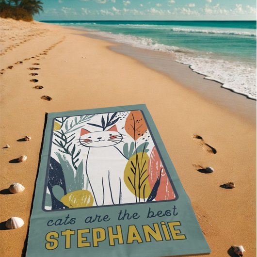 Sweet Cat Illustration Personalisiert Strandtuch