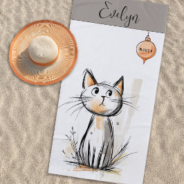 Sweet Cat Illustration Personalisiert Strandtuch