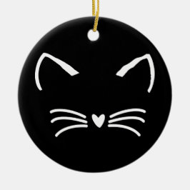 Sweet Cat Kitten Face Keramik Ornament