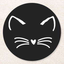 Sweet Cat Kitten Face Runder Pappuntersetzer