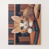 Sweet Cat Lying on Books Puzzle (Vertikal)