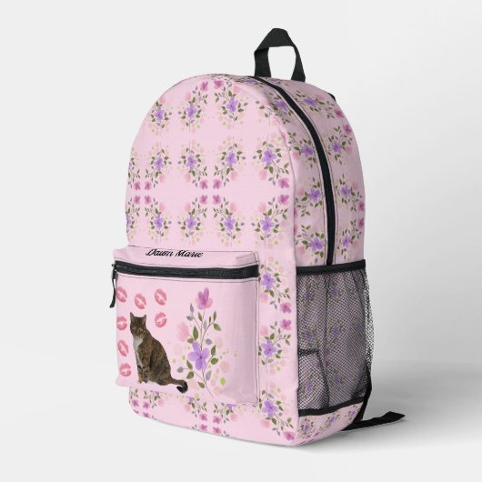 Sweet Cat und Blume Rosa Rucksack (Rückseitige Ecke Rechts)