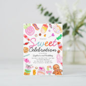 Sweet Celebration Candy Kids Candyland Birthday Postkarte (Stehend Vorderseite)