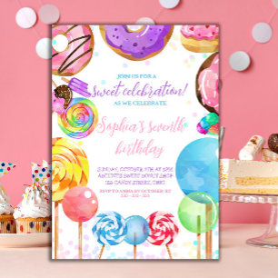 Sweet Celebration Candy Lollypops Colorful Girl Einladung