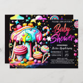 Sweet Celebration Candyland Baby Dusche Einladung (Vorne/Hinten)