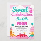Sweet Celebration: Candyland Birthday Bash Einladung (Vorderseite)