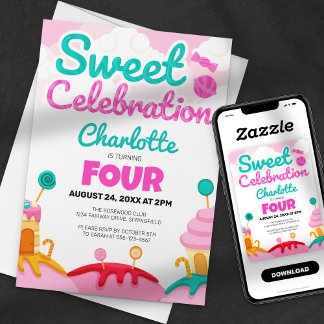Sweet Celebration: Candyland Birthday Bash Einladung