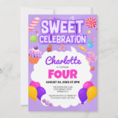 Sweet Celebration: Candyland Birthday Party Einladung (Vorderseite)