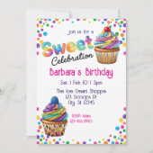 Sweet Celebration Colorful Cupcake Birthday Einladung (Vorderseite)