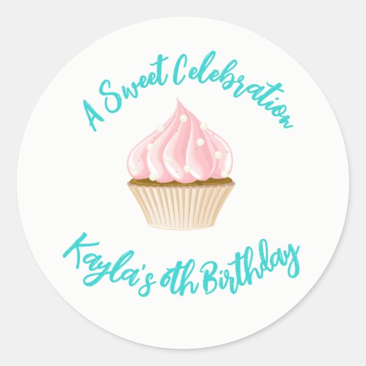 Sweet Celebration Cupcake Runder Aufkleber (Vorderseite)