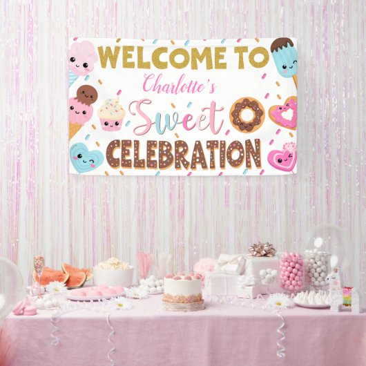 Sweet Celebration Donut Birthday Willkommen Banner (Party)