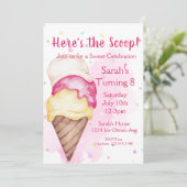 Sweet Celebration Ice Creme Geburtstag Einladung (Stehend Vorderseite)