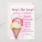 Sweet Celebration Ice Creme Geburtstag Einladung (Vorne/Hinten)