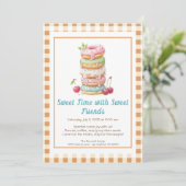 Sweet Celebration Invite – Colorful Donuts Party  Einladung (Stehend Vorderseite)
