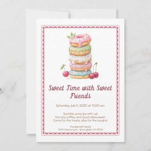 Sweet Celebration Invite – Colorful Donuts Party  Einladung (Vorderseite)
