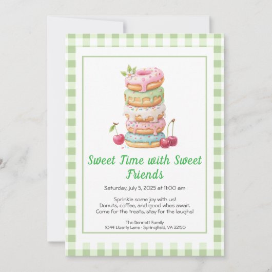 Sweet Celebration Invite – Colorful Donuts Party Einladung (Vorderseite)