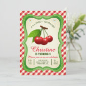 Sweet Celebration | Kirschen Einladung zum Geburts (Stehend Vorderseite)