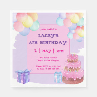Sweet Celebration: Lila Geburtstagspapier Napkin Serviette