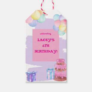 Sweet Celebration: Lila und rosa Geburtstag Geschenkanhänger