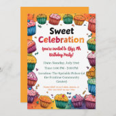 "Sweet Celebration" Party mit einem farbenfrohen C Einladung (Vorne/Hinten)