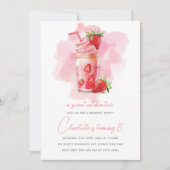Sweet Celebration Strawberry Milkshake Geburtstag Einladung (Vorderseite)