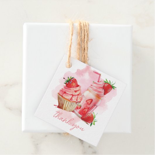 Sweet Celebration Strawberry Milkshake Geburtstag Geschenkanhänger (Beispiel)