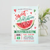Sweet Celebration Watermelon Geburtstagsparty Einladung (Stehend Vorderseite)