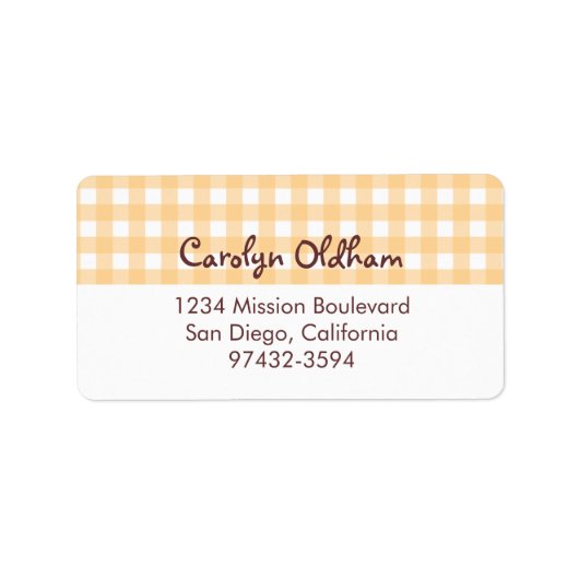 Sweet charmante Orange Gingham Rückgabe oder Versa Adressaufkleber (Vorne)