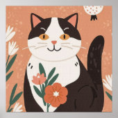 Sweet Charming Kitty mit Blume Poster (Vorne)