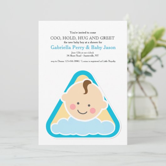 Sweet Cheeks Baby Boy Shower Einladung (Stehend Vorderseite)