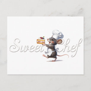 "Sweet Chef" Maus-Logo-Illustration Feiertagspostkarte