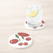 Sweet Cherries Aquarellbilder Mit Monogramm Getränkeuntersetzer (Seite)