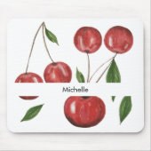 Sweet Cherries Aquarellbilder Mit Monogramm Mousepad (Vorne)
