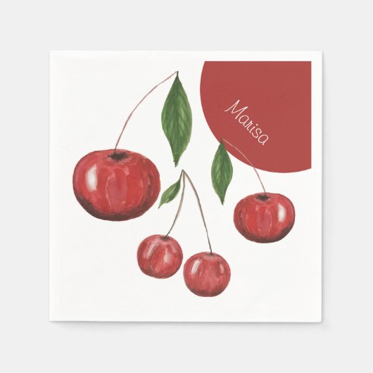 Sweet Cherries Aquarellbilder Serviette (Vorderseite)