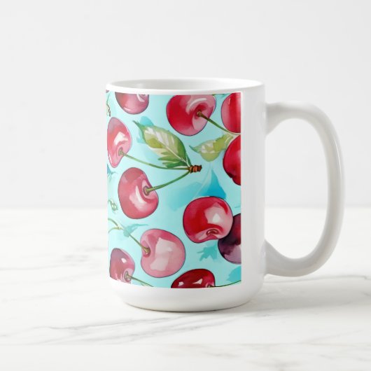 Sweet cherries colorful watercolor cherry art kaffeetasse (Rechts)