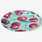 Sweet cherries colorful watercolor cherry art  pappteller (Schrägansicht)