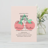 Sweet Cherries Fruit Pink Baby Dusche Einladung (Stehend Vorderseite)