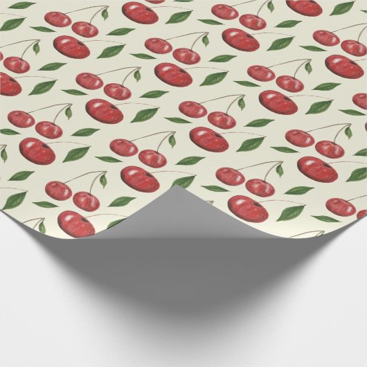 Sweet Cherries Illustrationsmuster für Wasserfarbe Geschenkpapier (Ecke)