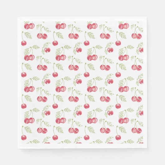 Sweet Cherries Red Green Serviette (Vorderseite)