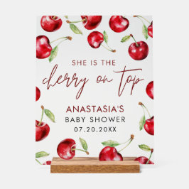 Sweet Cherry auf Top Baby Dusche Acrylschild