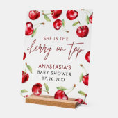 Sweet Cherry auf Top Baby Dusche Acrylschild (Winkel)