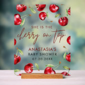 Sweet Cherry auf Top Baby Dusche Acrylschild (Neutral)