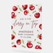 Sweet Cherry auf Top Baby Dusche Acrylschild (Winkel)