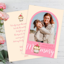 Sweet Cherry auf Top Cupcake Mothers Day Foto Card Einladung