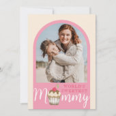 Sweet Cherry auf Top Cupcake Mothers Day Foto Card Einladung (Vorderseite)