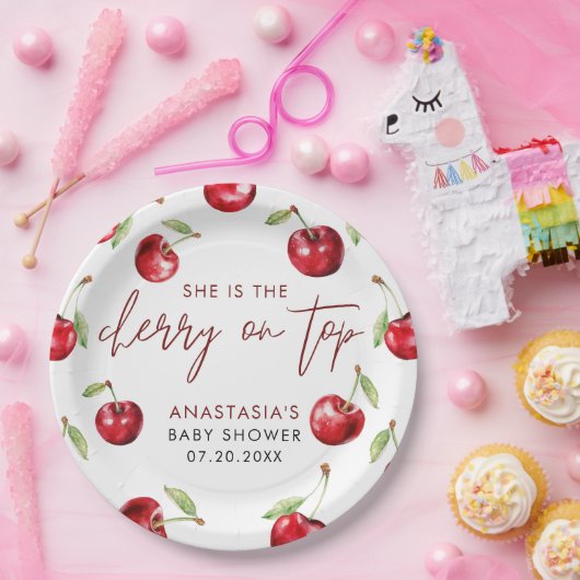 Sweet Cherry Baby Dusche Pappteller (Party)